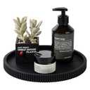 Silicone Bathroom Tray Round Kitchen Counter Organizer Decorative Vanity Accessories Coffee Table Decor for Perfume, Candle, Soap Dish, 9 Inch, Black