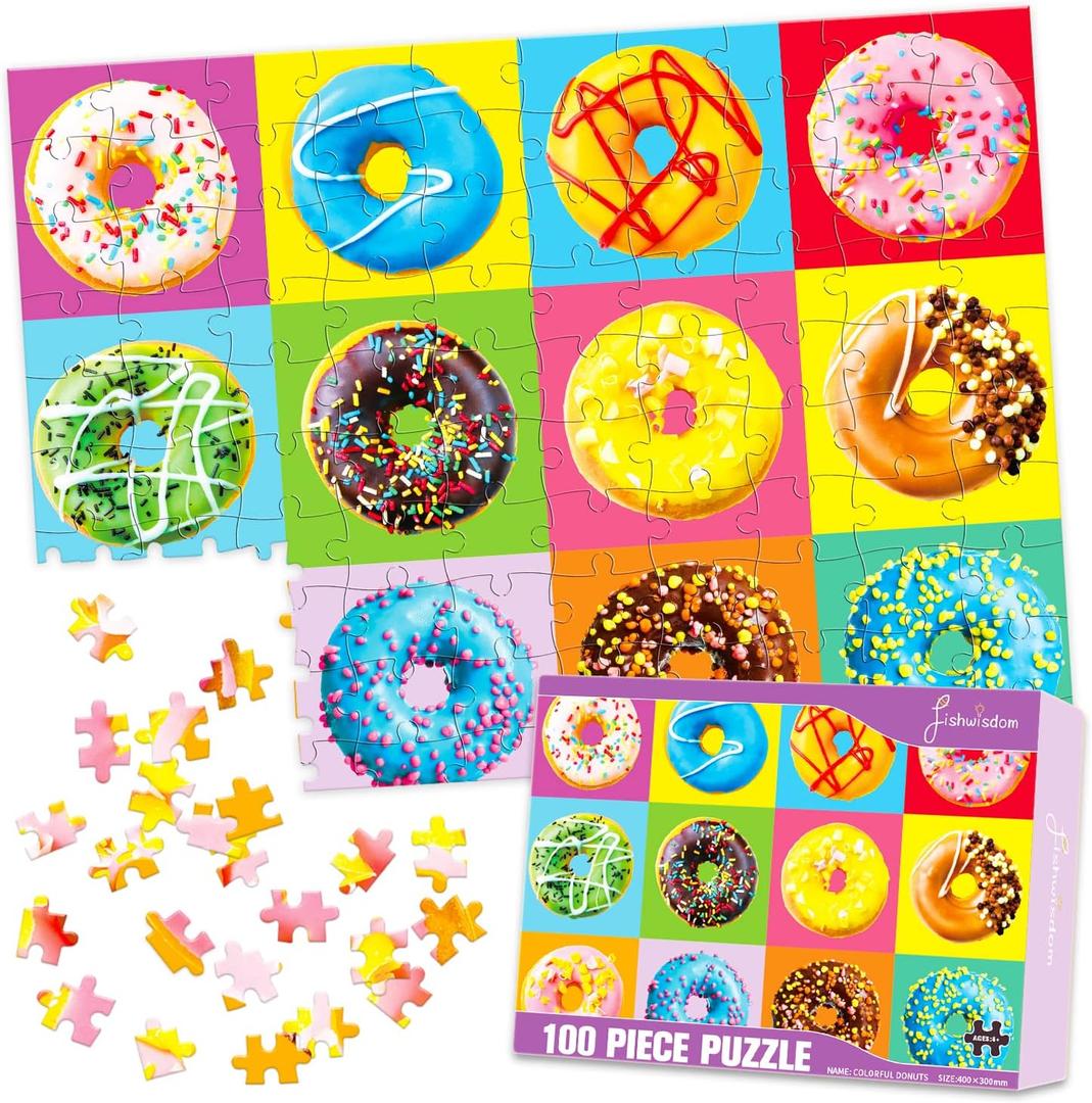 100 Piece Donuts Jigsaw Puzzle for Kids Teens Age 4-8 Gift Family Time (Donuts) 100 Piece Donuts Jigsaw Puzzle for Kids Teens Age 4-8 Gift Family Time (Donuts)