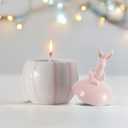Easter Bunny Candle with Egg Jar and Lid, Easter Decorations Cute Pink Rabbit Aromatherapy, Ceramic Egg Candles for Spring Home Decor, Decorative House Warming Candle Gifts for Friends Women