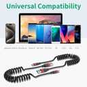 Coiled USB C Cable for Car, 2 Pack Type C Coiled Cable Fast Charging, USB to USBC Coiled Cable, USB C Car Charger Cord for iPhone 17 16 15, Samsung Galaxy S25 S24 S23 Ultra, Pixel 10 9