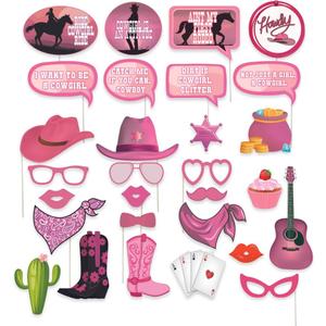 Cowgirl Photo Booth Props - 29 Pcs Pink Bachelorette Party Decorations, Western Cowboy Party Signs, Wild West Cut Outs, Texas Decor for Birthdays, Weddings - Western Nashville Photo Props by Scapa Pro