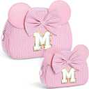 Gifts for Girls, Personalized Initial Makeup Bag Birthday Gift for 4 5 6 7 8 9 10 11 12 13 Years Old Girl Kids Pink Initial Cosmetic Travel Toiletry Bag for Girls Sister Daughter Pink M