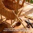Vintage Woven Rattan Stroller-Shaped Flower Basket with Wheels