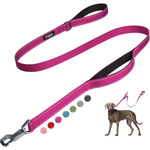 Fida 4 FT Heavy Duty Dog Leash with 2 Comfortable Padded Handles, Traffic Handle & Advanced Easy Snap Hook, Reflective Walking Lead for Large, Medium & Small Breed Dogs, Rose (4 Feet (Pack of 1))