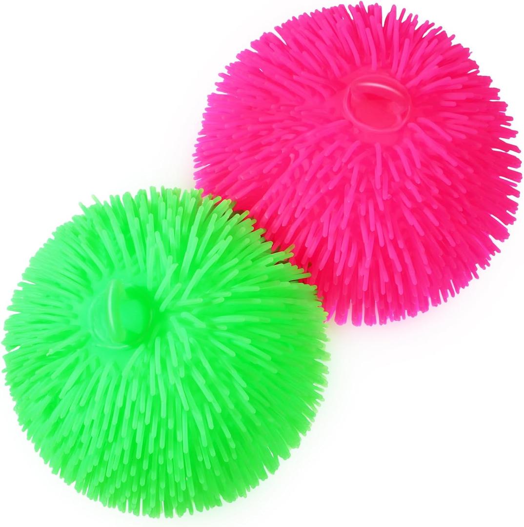 2 Pcs Puffer Ball 8 Inch Spiky Sensory Balls Bulk Bouncy Sensory Stress Relief Toy for Fun Fidget Anxiety Game Classroom Prizes Party Favors (Rose Red, Green)
