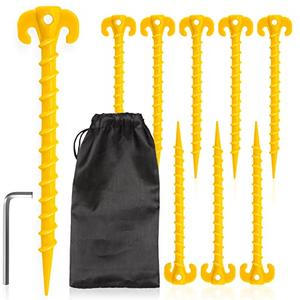 Fstop Labs 8 Pack Large 10 inch Outdoor Tent Stakes Heavy Duty Screw Style for Camping, Hiking, Ultimate Ground Stakes Ground Anchors Pegs