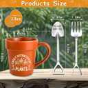Easily Distracted By Plants Mug, Funny Gardening Gift with Shovel Spoon & Fork, Plant Lover Coffee Cup for Women, Mom, Grandma, Unique Teacher Appreciation and Birthday Gift