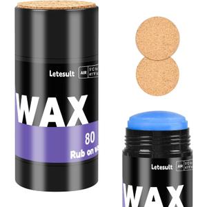80G Rub On Ski Snowboard Wax, Universal Temperature Wax with 3PCS Easy Cork Applicator, Rub on Quick Waxing Kit for Outdoors Ski Snowboard Accessories