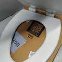 Mayfair Linden Slow Close Toilet Seat, Non Slip Heavy Duty Wood, Easy Install, Elongated, White