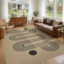 UERMEI 8x10 Outdoor Jute Area Rug Patio, Neutral Rugs for Living Room Backyard Machine Washable Non Slip, Pet Friendly Indoor Farmhouse Carpet for Dining Room - Brown