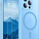 SPIDERCASE Magnetic for iPhone 13 Pro Max Case,Light Blue | Translucent Matte Case with 2PCS Tempered Glass Screen Protector Drop Protection Anti-scratched Slim Phone Case