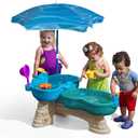 Step 2 Spill & Splash Seaway Water Table for Kids, Two-Tier Outdoor Kids Water Sensory Table with Umbrella, Ages 1.5+ Years Old, 11 Piece Water Toy Accessories, Small Pack