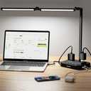 Moremili LED Desk Lamp with USB Charging Port: Eye-Care Technology - 1 Type-C, 1 USB-A Charging Port, 2 AC Power Outlets, Desk Lamps for Home Office, Study, Bedroom, Black