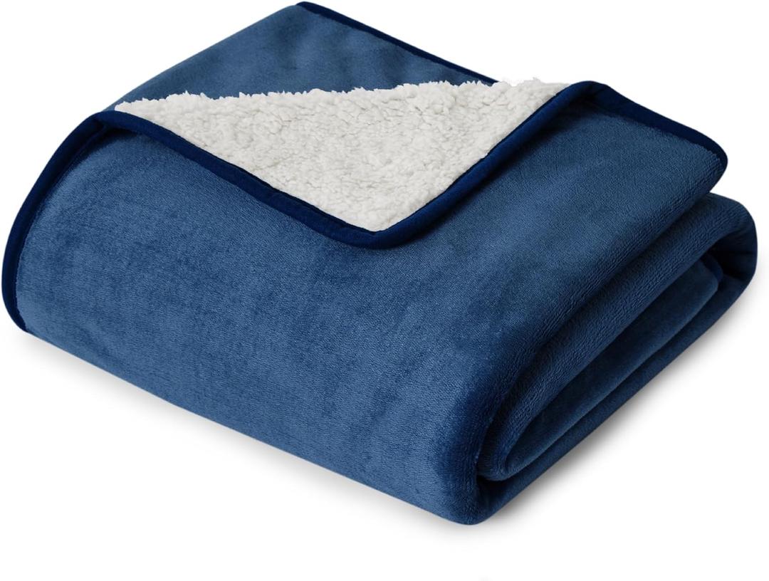 Bedsure Waterproof Dog Blankets for Small Dogs - Small Cat Blanket Washable for Couch Protection, Sherpa Fleece Puppy Blanket, Soft Plush Reversible Throw Furniture Protector, 25"X35", Blue