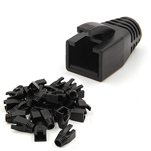VCE Cat6A/Cat7 Ethernet RJ45 Boots Strain Relief Boots Cable Cap Connector Plug Cover Soft Plastic (Black, 30-Pack)