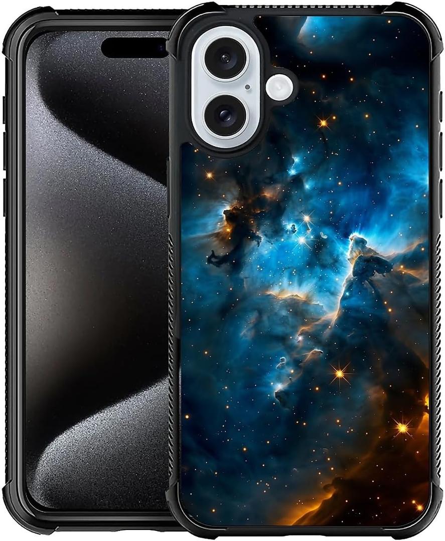CARLOCA Compatible with iPhone 16 Case,Deep Starry Sky Nebula Blue Cases for Girls Boys,Fashion Graphic Design Shockproof Anti-Scratch Drop Protection Case for iPhone 16 Case