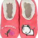 BenSorts Fuzzy Slipper Socks for Women Funny House Slippers with Grips (Pink, L)