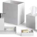 Lacquer Bath Wastebasket, 9.25''Wx10''H, White