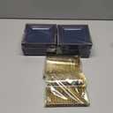 WDF 200PCS Blue Plastic Dessert Plates with Plastic Forks -6 100 Square Disposable Appetizer Plates Small Cake Plates with Gold&100 Navy Blue Small Appetizer Forks for Party Wedding Birthday