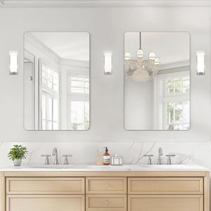 USHOWER 2-Pack Frameless Bathroom Mirror 20X30 Inch, Rectangle Wall Vanity Mirror for Over Sink, Bathroom, Bedroom, Entryway, Polished Edge, Tempered Glass