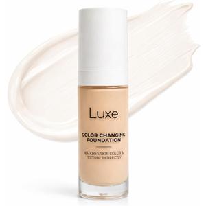 Luxe Research Color Changing Foundation for Women – Instantly Adapts to Skin Tone – Buildable Light-to-Medium Coverage Liquid Makeup – 12-Hour Wear, Natural Dewy Finish, 1.0 fl oz (Medium)