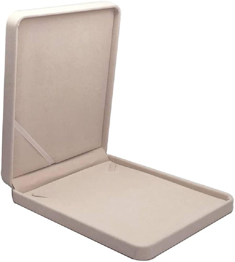 Jewelry Set Velvet Box Necklace Earring Ring Necklace Bracelet Gift Display Case Wedding Jewelry Storage Holder (Beige)
