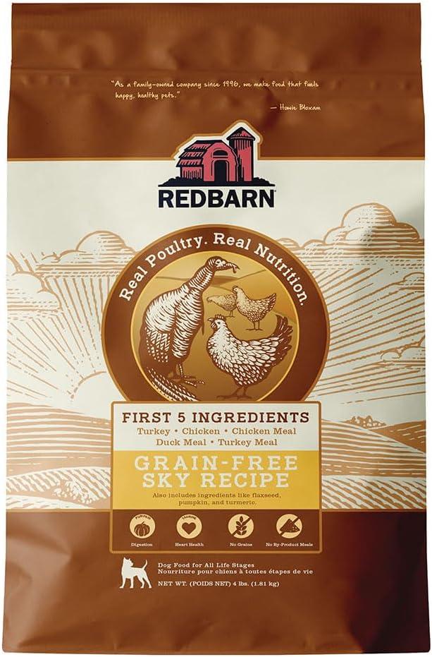 Redbarn Grain-Free Adult Dry Dog Food Kibble - Sky Chicken Recipe - Made in USA No Grains Recipe with Functional Ingredients to Support Healthy Heart, Skin, Coat, Immunity & Digestion - 4lb (EXP 09/18/26)