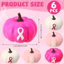 6 Pcs Artificial Pink Pumpkins Bulk Breast Cancer Awareness Decorations 3 Colors Pink Pumpkins with Ribbon for Fall Halloween Table Centerpieces Breast Cancer Party Decor
