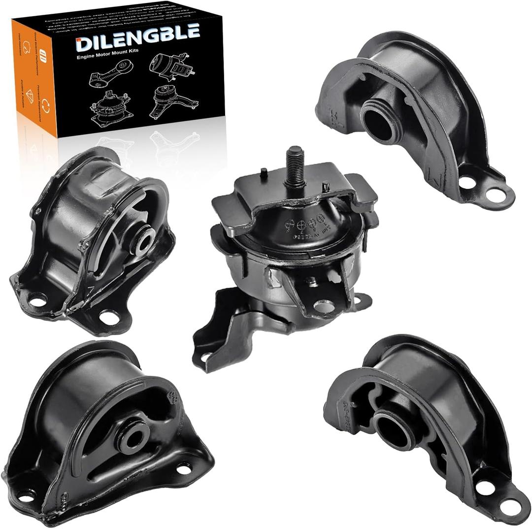 Engine Motor Mount & Trans Mount Replacement for Honda 1996 1997 1998 1999 2000 Civic 1.6L, Engine Mount Set of 5 Replaces OE# A6520 A6502 A6556 A6506 A6526
