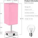 Woderdeng Touch Control Bedside Lamp - 3-Way Dimmable Table Lamps with USB C+A Port and Outlet, Nightstand Lamp for Bedroom Decor and Living Room,Pink