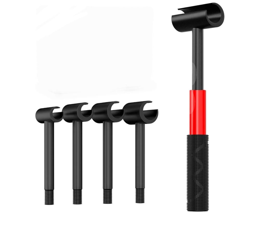 4-in-1 Door Hinge Adjustment Tool, Heavy Duty Steel Door Gap Adjustment Tool with Round Handle Rubber Grip, Hinges Gap Adjusting Wrench for Residential and Commercial Use (Thickened) (Orange)