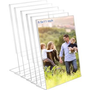 8.5x11 Acrylic Picture Frames, Set Of 6 Clear Acrylic Frameless Transparent Frame Gift for Desktop Display, Vertical Standing Picture or Display Sign Holder with Inserts for Home Office