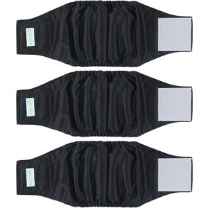 Wegreeco Washable Male Dog Belly Wrap  Pack of 3  (Black, Black, Black, Large)