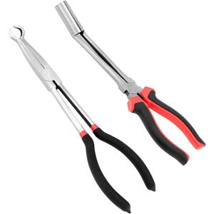 QWORK Car Spark Plug Wire Removal Pliers Tool, Sleeve Type Spark Plug Puller + Round Spark Plug Pliers, QS30577