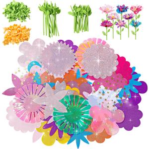 Plesechde DIY Fabric Flower Bouquets Toys Accessories,Arts and Crafts Toy Accessories with 110pcs Petals,Ideal Gifts for Kids 3+ Years Old for Birthday,Christmas