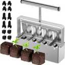 Soil Blocker 2 Inch 4 Cell Upgraded Soil Block Maker Heavy Duty with Comfortable Handle and 3 Sizes Seed Pins Handheld Soil Blocking Tool for Seed Starting transplanting Germination