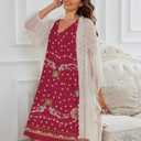 Womens House Dress Floral Print Nightgown with Pockets Mumu Dress S-3XL (Red, XL)