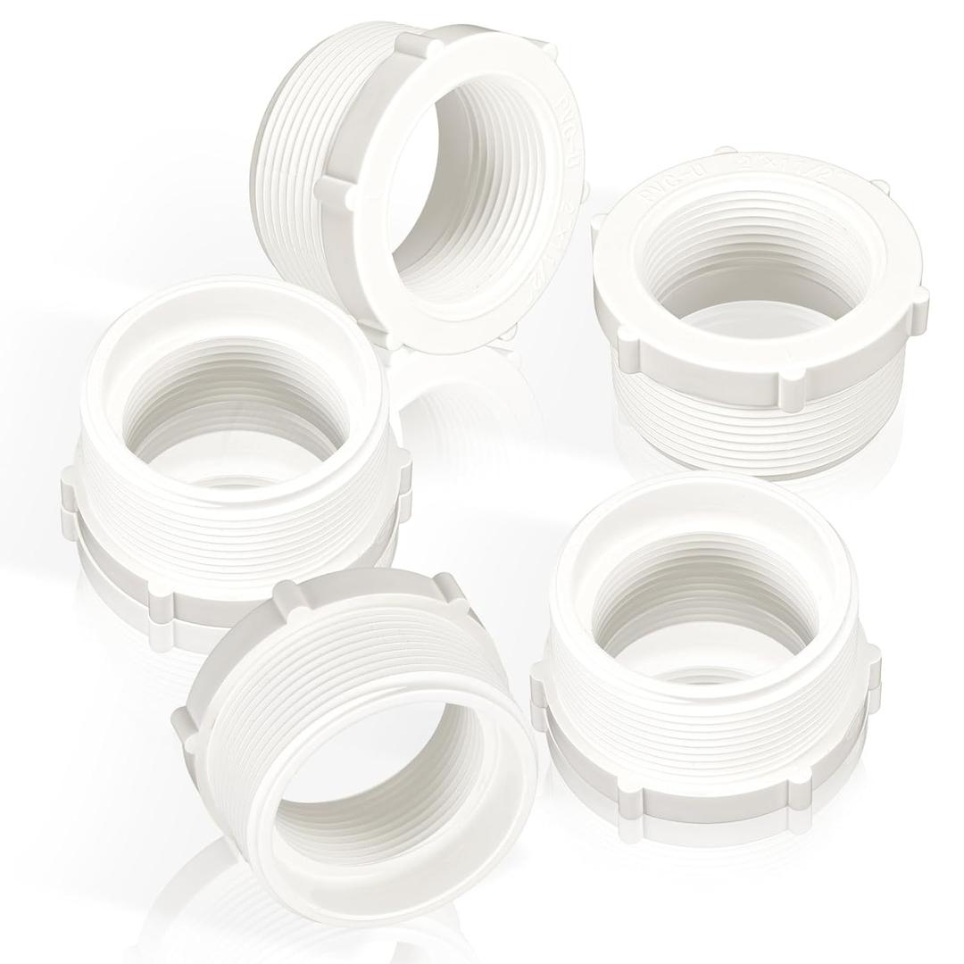 Wenqik 5 Pcs PVC Pipe Fitting 2" Male Thread to 1-1/2"female Thread Reducer Bushing PVC Adapter Pipe Fittings Male to Female Threaded Pipe Sink Drain Adapter for Connecting Pipe