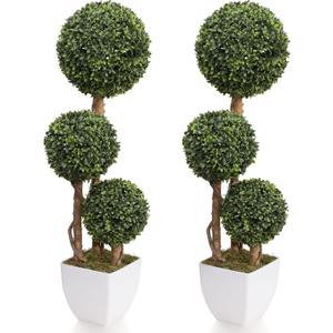 Damomo Artificial Boxwood Ball Topiaries Trees, Outdoor 3ft Fake Topiary Triple Ball Boxwood Tree 2 Packs, Faux Shrubs Green Plants Detachable Sphere Potted Decor Indoor Porch or Garden 35inch Damomo Artificial Boxwood Ball Topiaries Trees, Outdoor 3ft Fake Topiary Triple Ball Boxwood Tree 2 Packs, Faux Shrubs Green Plants Detachable Sphere Potted Decor Indoor Porch or Garden 35inch
