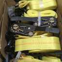 Trekassy Car Tie Down Straps for Trailers with Stake Pocket D Ring (4PK), Includes 4 Pack Axle Straps, 10,000lbs Break Strength, Used for Car, Truck, UTV Transport (Yellow)