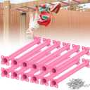 16.5 Inch Monkey Bars Kit Playground Ladder Rungs for Backyard Indoor Outdoor Kids Metal Bars Swing Set Playset Accessories (Pink, 12 Pcs)