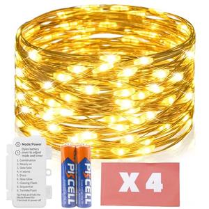 koopower 8 Pack Fairy Lights with Timer, 16pcs Batteries, and 9 Modes on 16ft Waterproof Copper Wire String Lights for Bedroom, Wedding, and Christmas Decor, Warm White