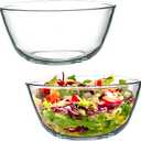 2 Pack 8.2 in Deep Mixing Bowls Glass Salad Bowl Round Glass Serving Bowls for Cooking Baking Prepping Dishwasher & Microwave & Oven Safe, 71oz Breads Proofing Bowl
