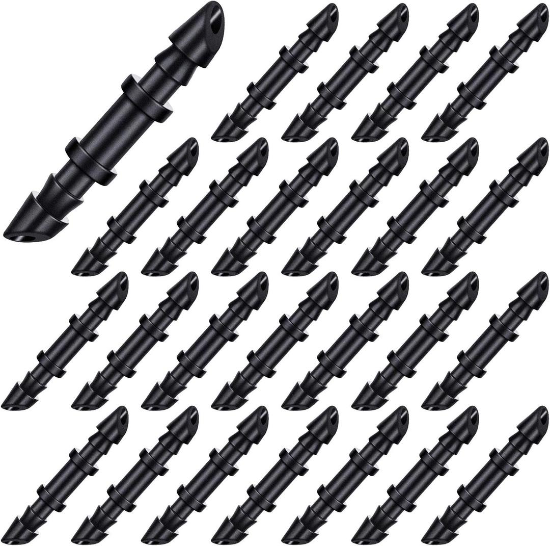 Mudder 300 Pieces Drip Irrigation Fittings 1/4 Inch Single Barbed Coupling Connectors Barbed Drip Tubing Irrigation Coupler for Sprinkler System Garden Lawn Greenhouse Patio Farm