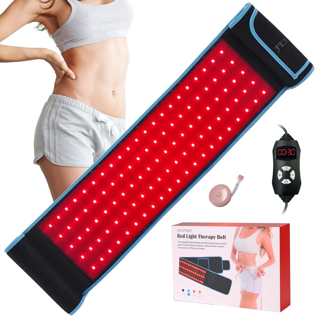 Red Light Therapy Infrared Light Therapy Belt for Body Waist Back Shoulder Leg Knee Muscle Relief, LED 660nm 850nm Wearable Large Red Light Belt with Timer Remote, Ideal Mother's Day Gift