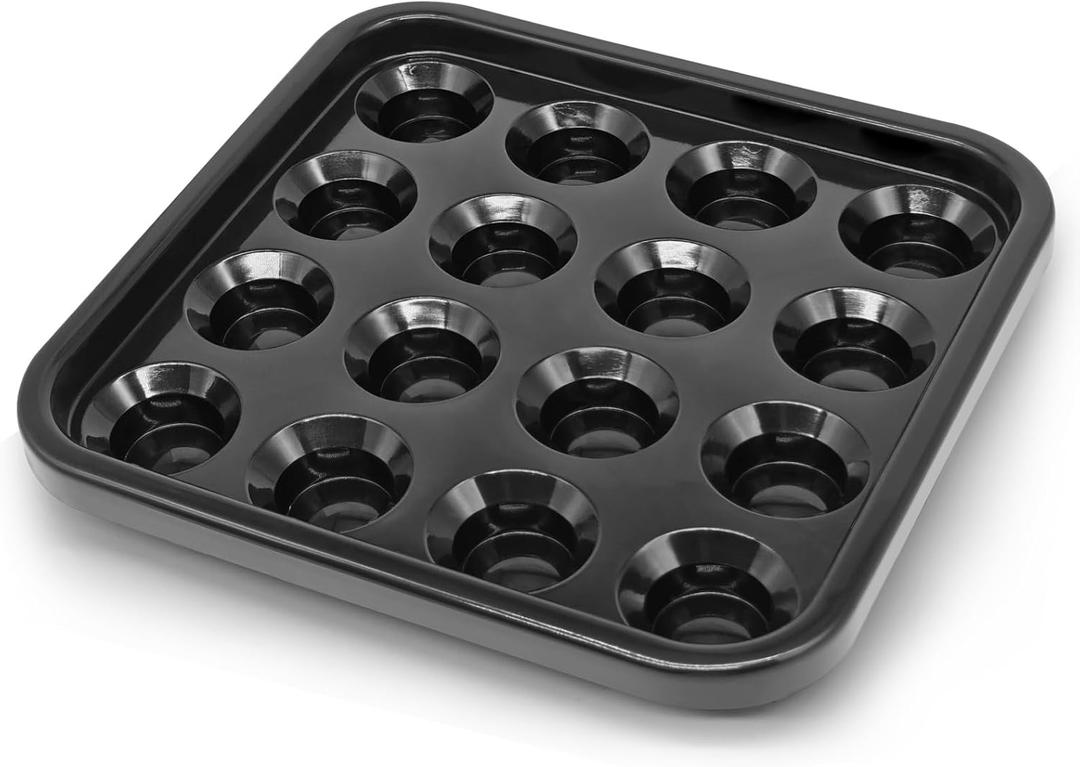 Billiard Ball Storage Tray Holds 16 Regulation 2-1/4" Pool Balls, Plastic Rack for Standard Size Sets, Great for Game Rooms, Bars, and Pool Halls