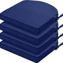 Outdoor Chair Cushions Set of 4 Water Resistant Patio Chair Cushions with Tie 3 Year Color Fastness Thick Outdoor Seat Cushion for Garden Lawn Round Corner Navy 17x16 Inch