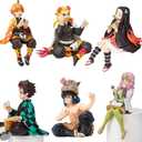6Pcs Demon Anime Figures Set, Slayer Characters for Anime Fans (Rice Ball)