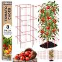 8 Pack Tomato Cages 39 Inch (H) Heavy Duty Square Tomato Cages Powder Coated Steel Plants Support Garden Trellis Stakes for Cucumber, Peas, Vegetables Climbing Plants