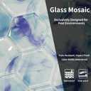 5 Sheets Ink Blue Hexagon Glass Mosaic,Pool Tiles,12" x 10" Kitchen Backsplash Tile